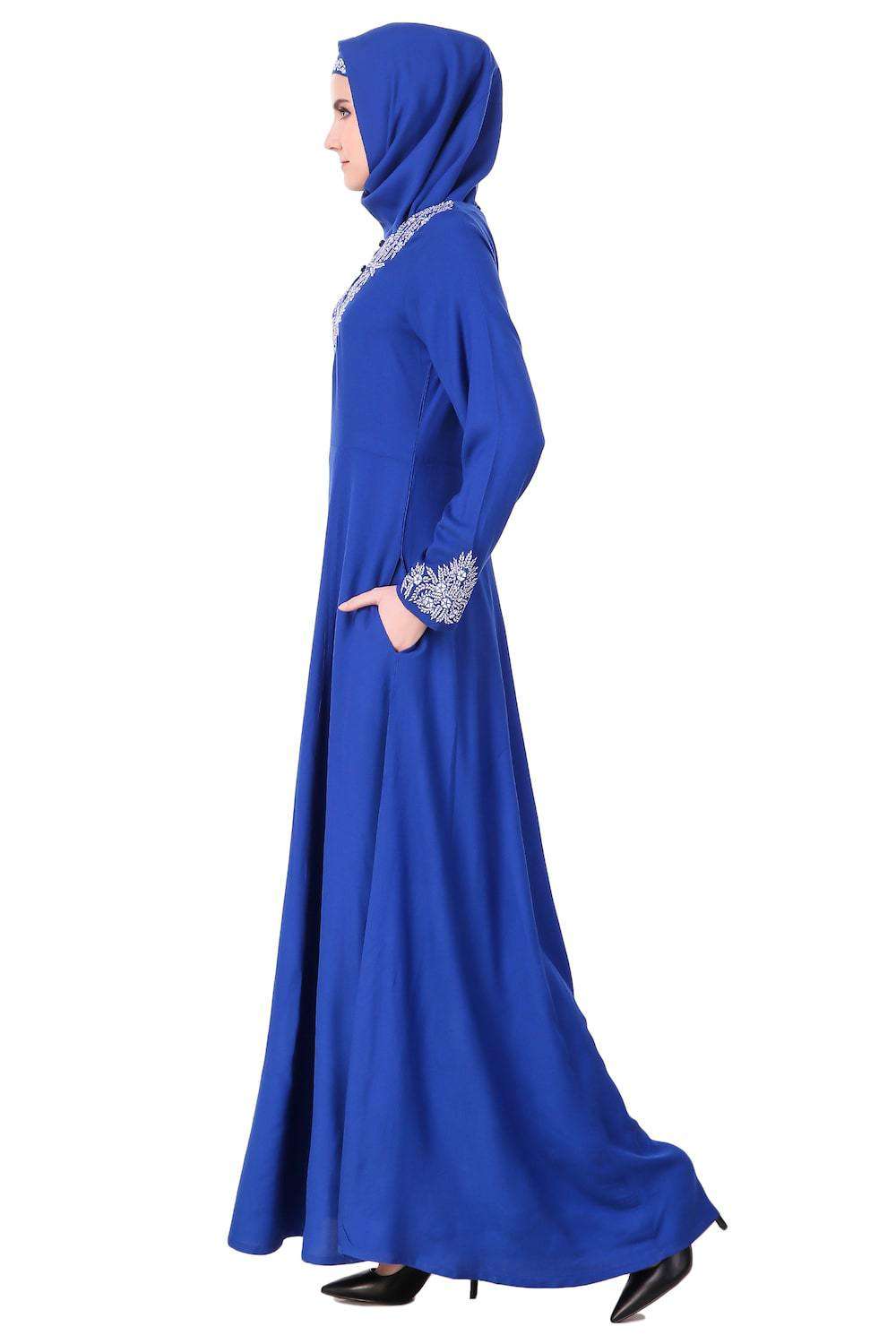 Split Neck Embellished Rayon Abaya