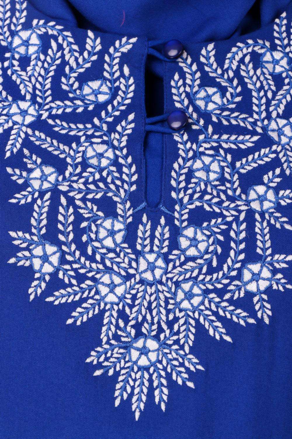 Split Neck Embellished Rayon Abaya