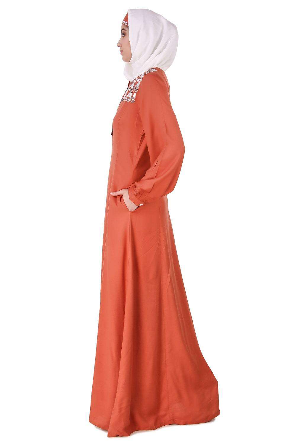 Embellished Yoke Formal Abaya Side