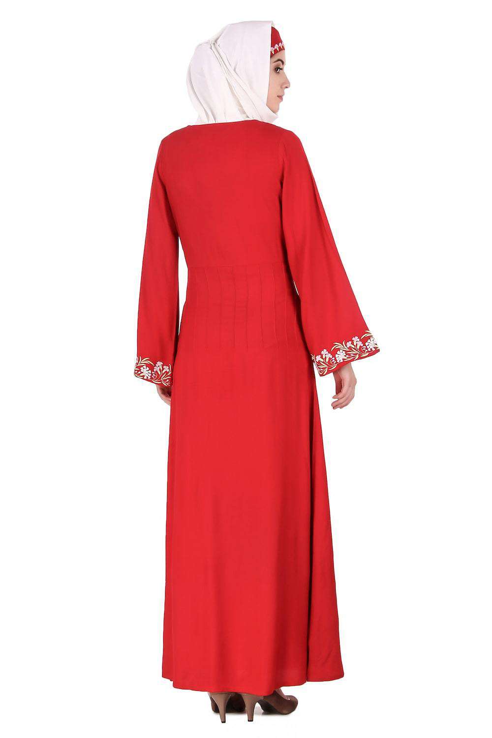 Red Bell Sleeve Rayon Abaya