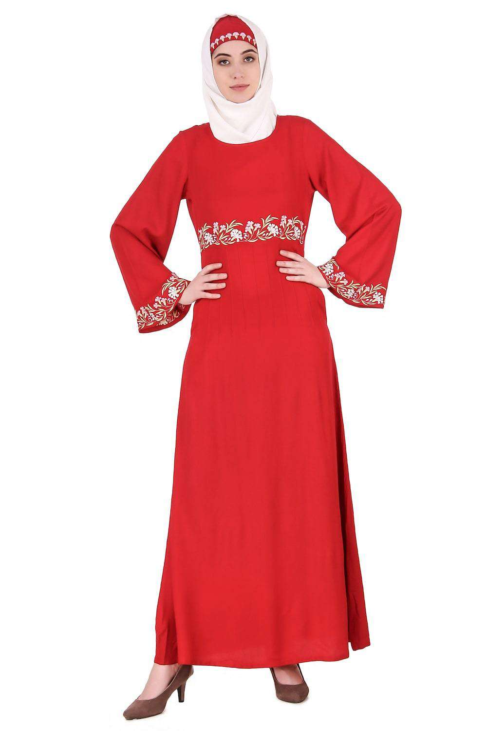 Red Bell Sleeve Rayon Abaya