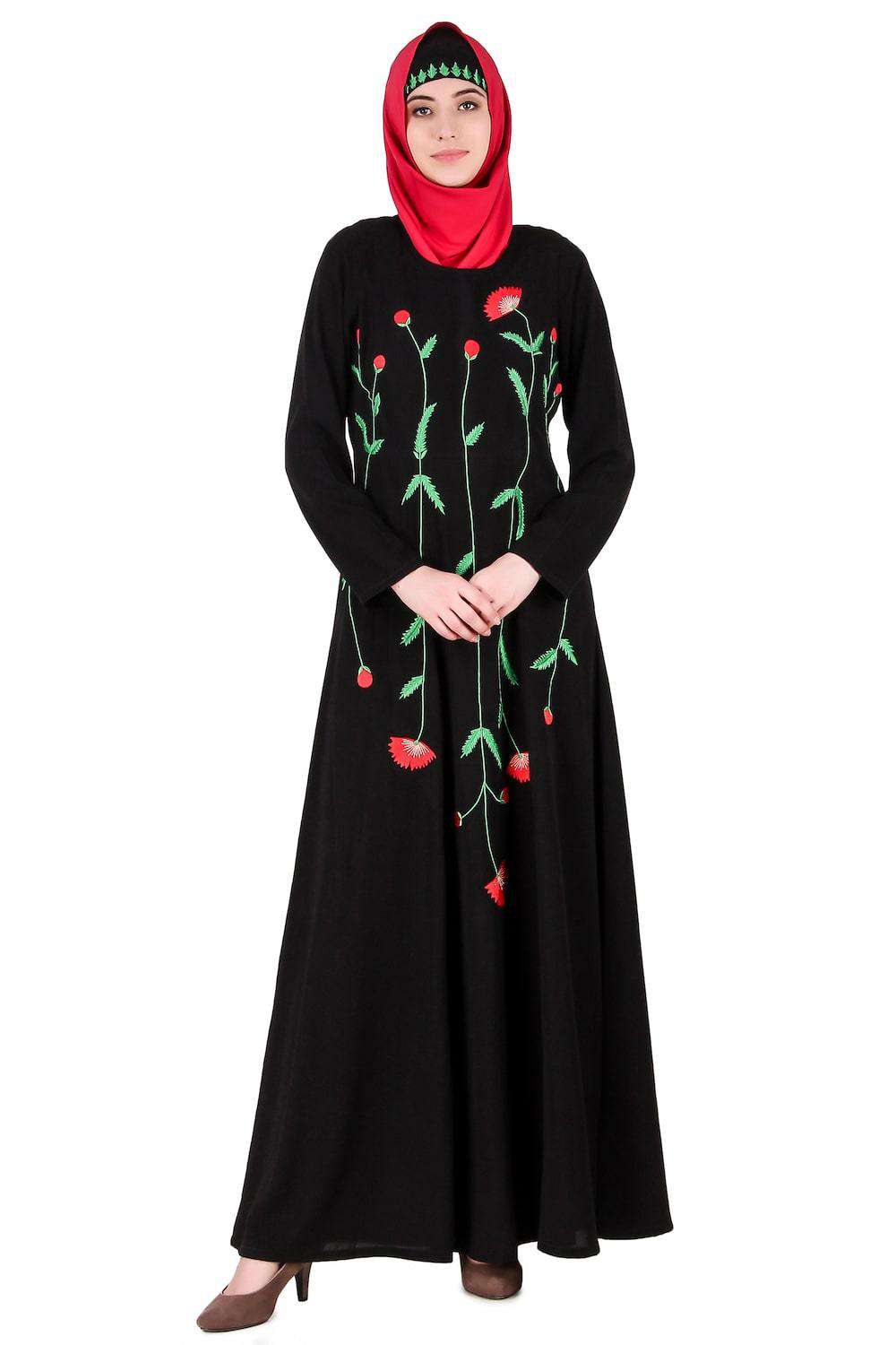 Long Embroidered Stem Nida Abaya