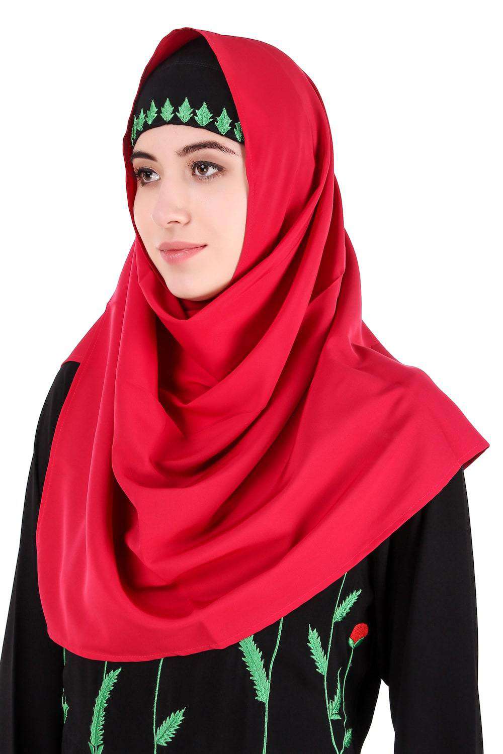 Long Embroidered Stem Nida Abaya Hijab