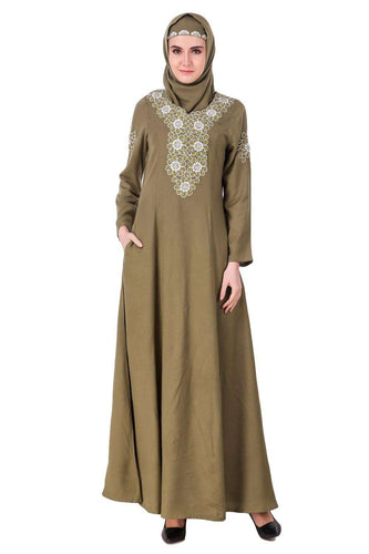 Princess Seam Embellished Front Abaya