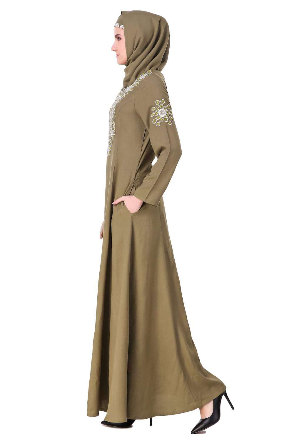 Princess Seam Embellished Front Abaya