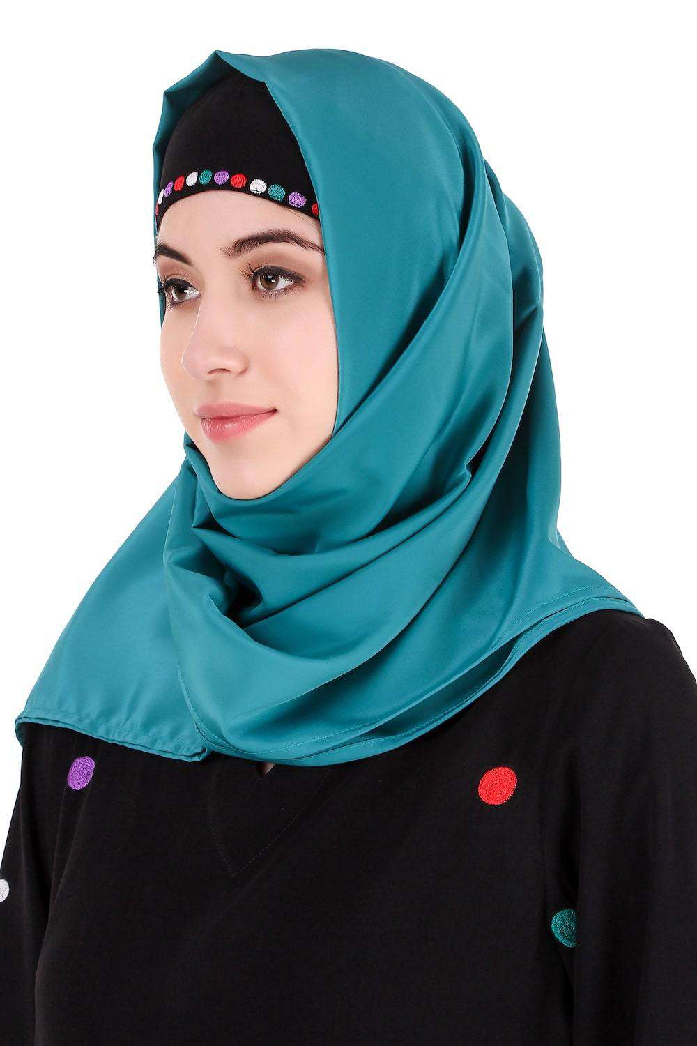 Colorful Embroidered Polka Dot Abaya Hijab