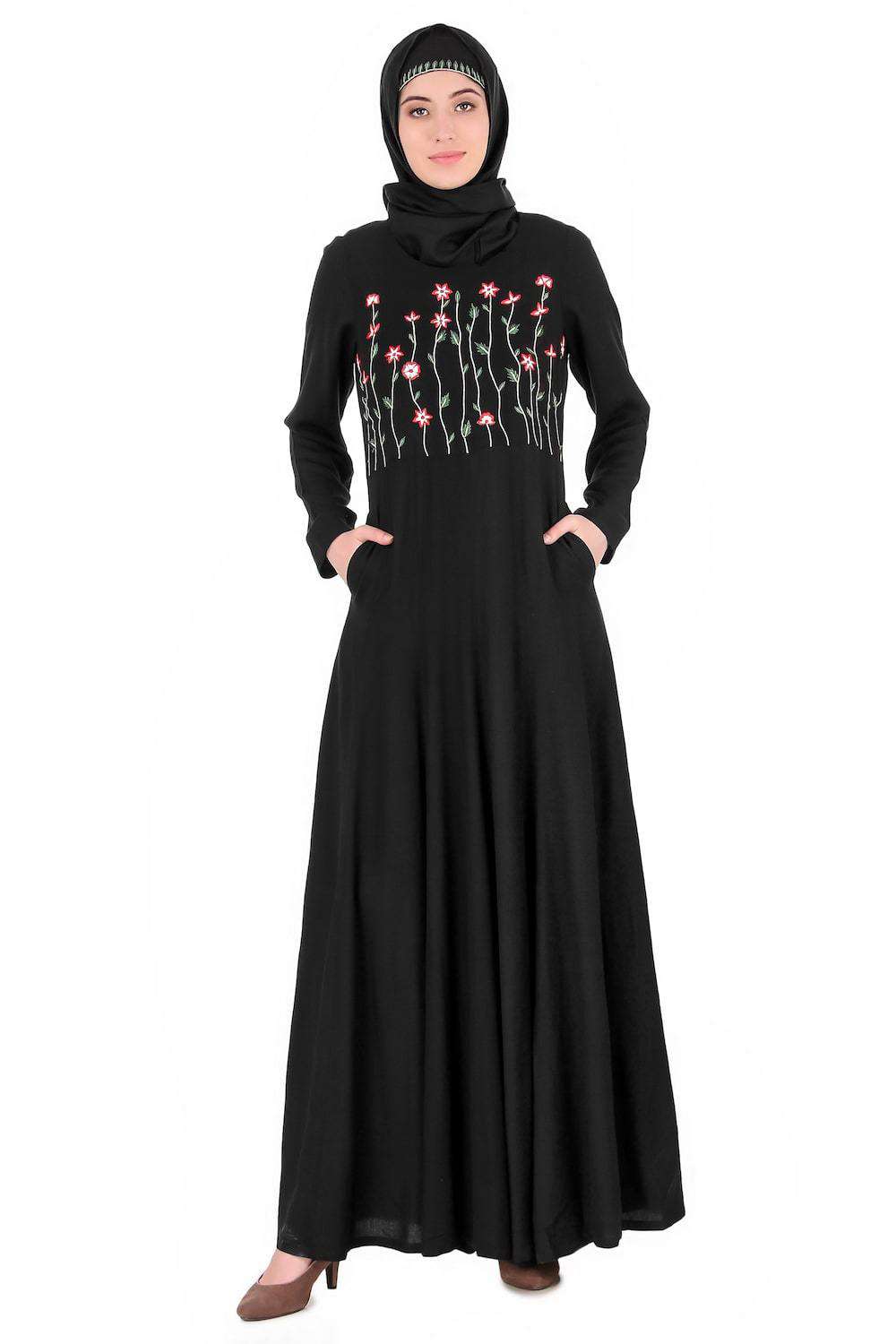 Growing Embellished Stem Anarkali Abaya Front