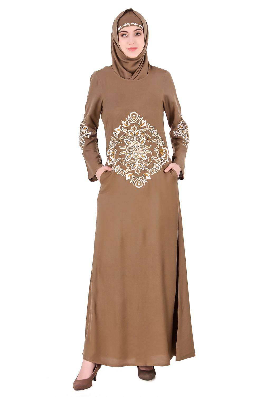 Floral Diamond Cut Festive Abaya Front