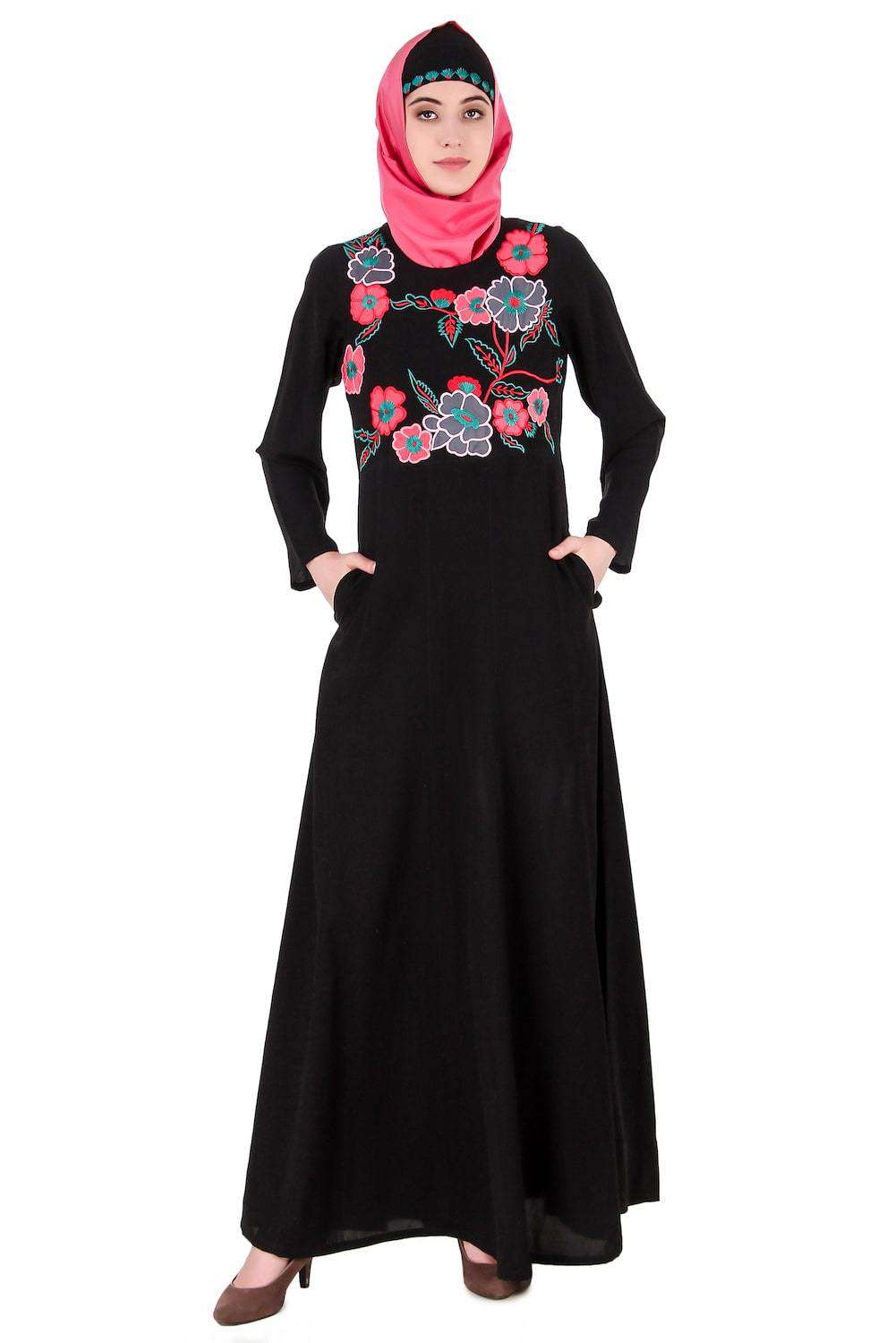 Floral Patchwork Semi-Circular Abaya