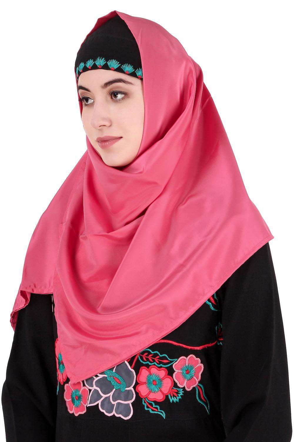 Floral Patchwork Semi-Circular Abaya Hijab
