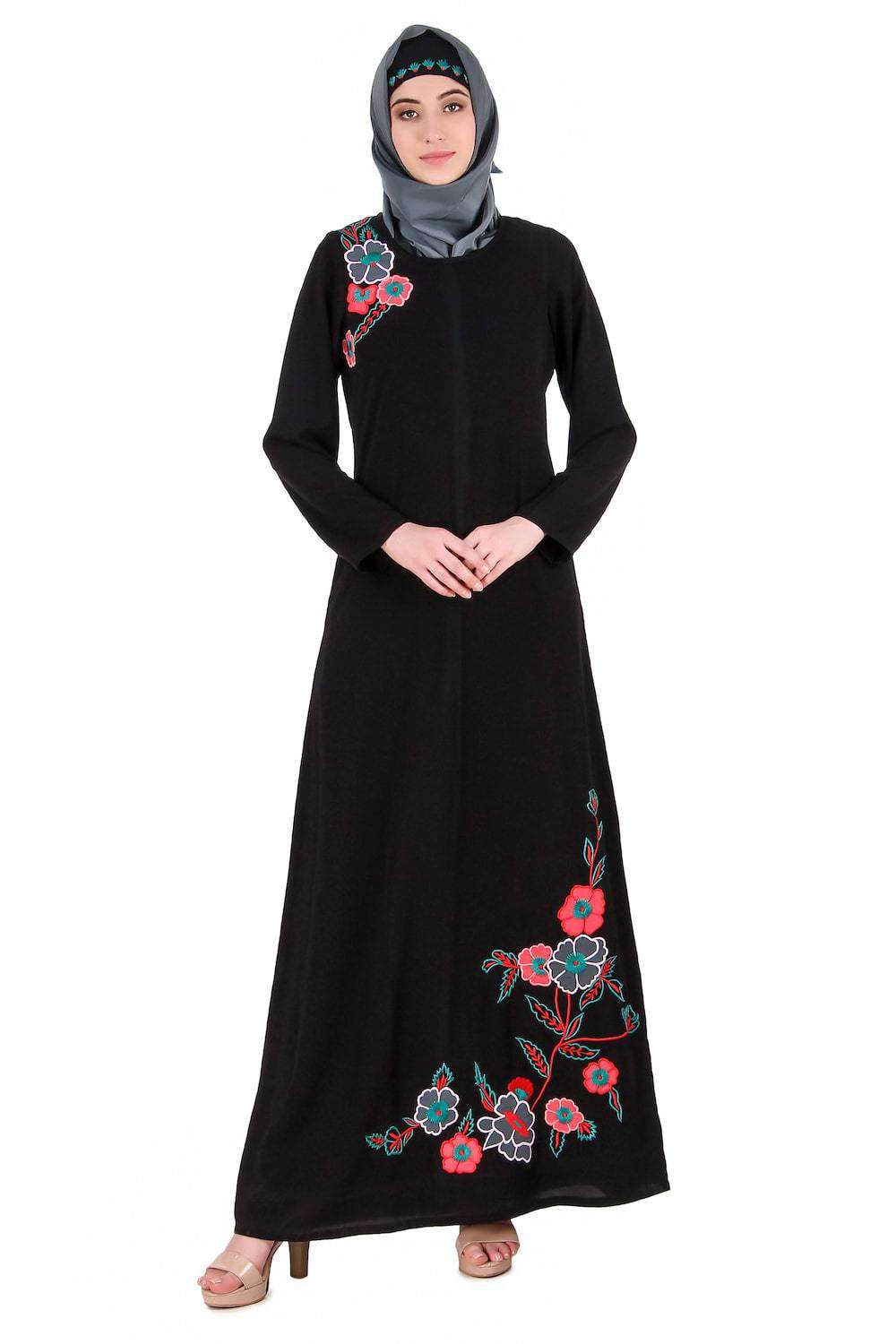 Floral Patch Work A-Line Abaya