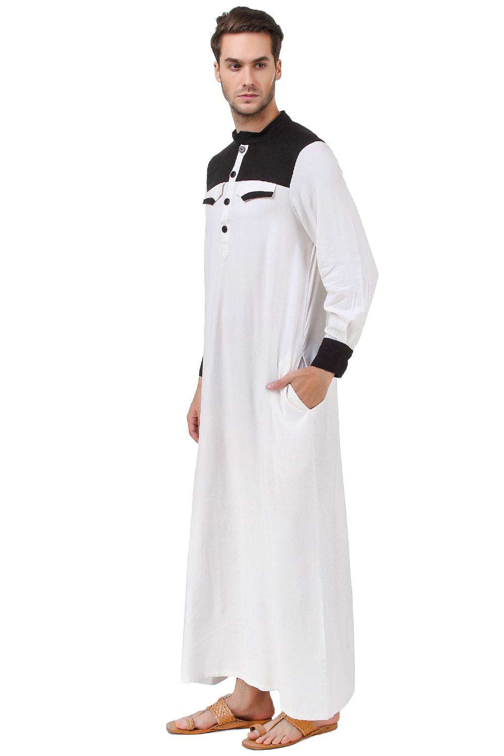 Tahseen White & Black Rayon Thobe