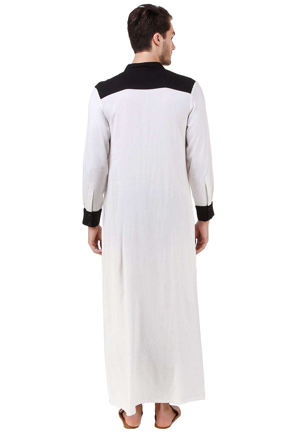 Tahseen White & Black Rayon Thobe