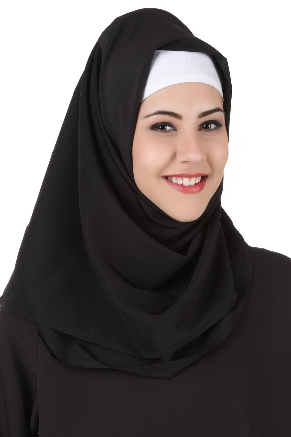 Abeedah Black Nida Hijab With White Band