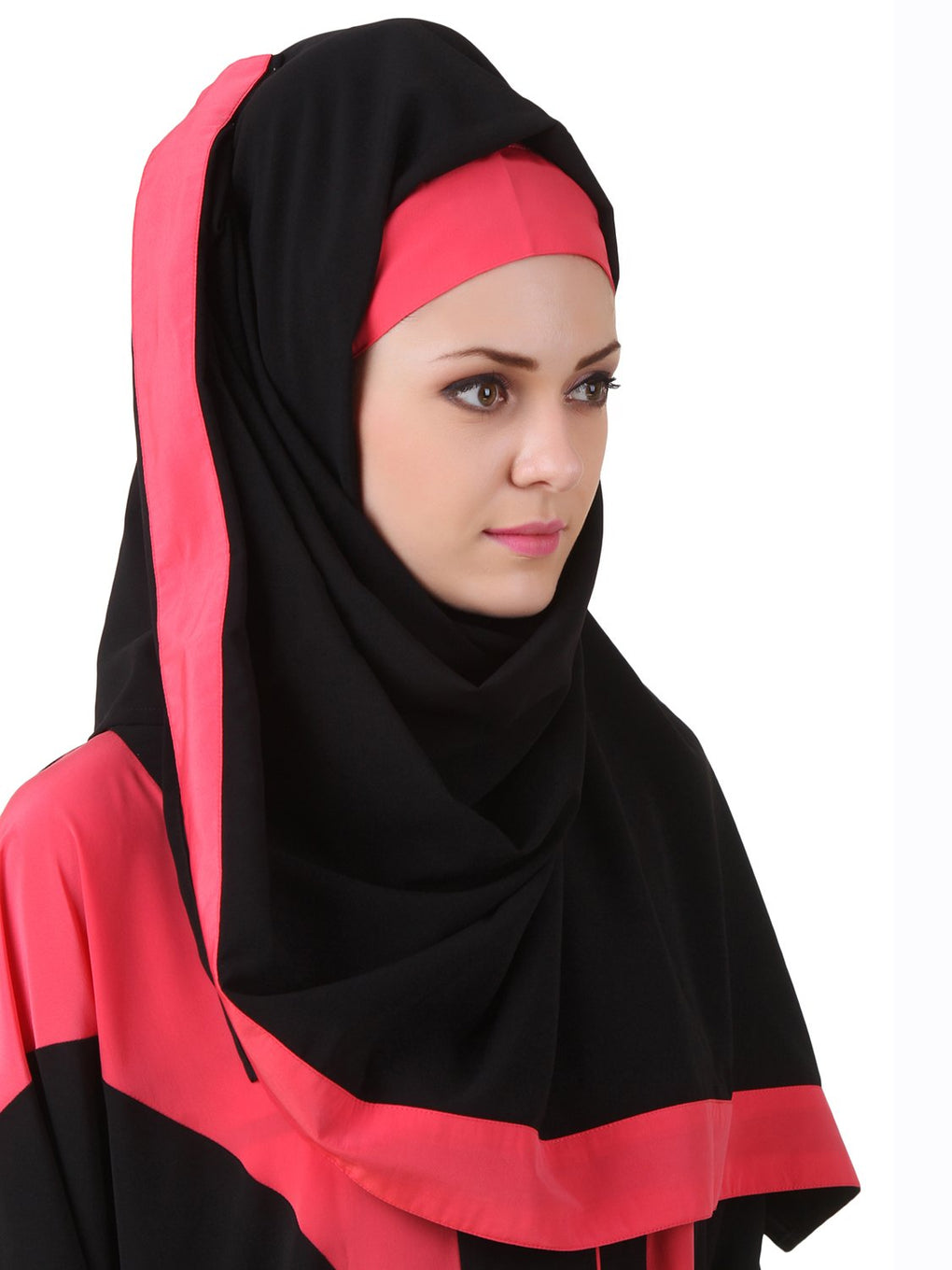 Aara Black Nida Hijab With Pink Band