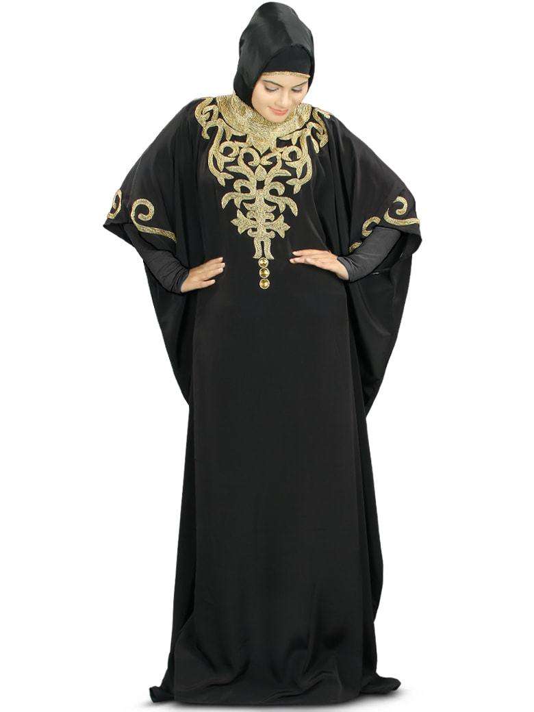 Nayyab Hand Embroidered Black Kaftan