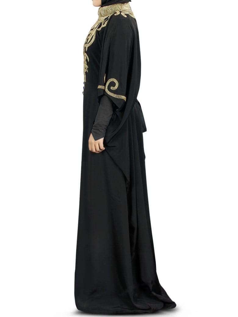 Nayyab Hand Embroidered Black Kaftan