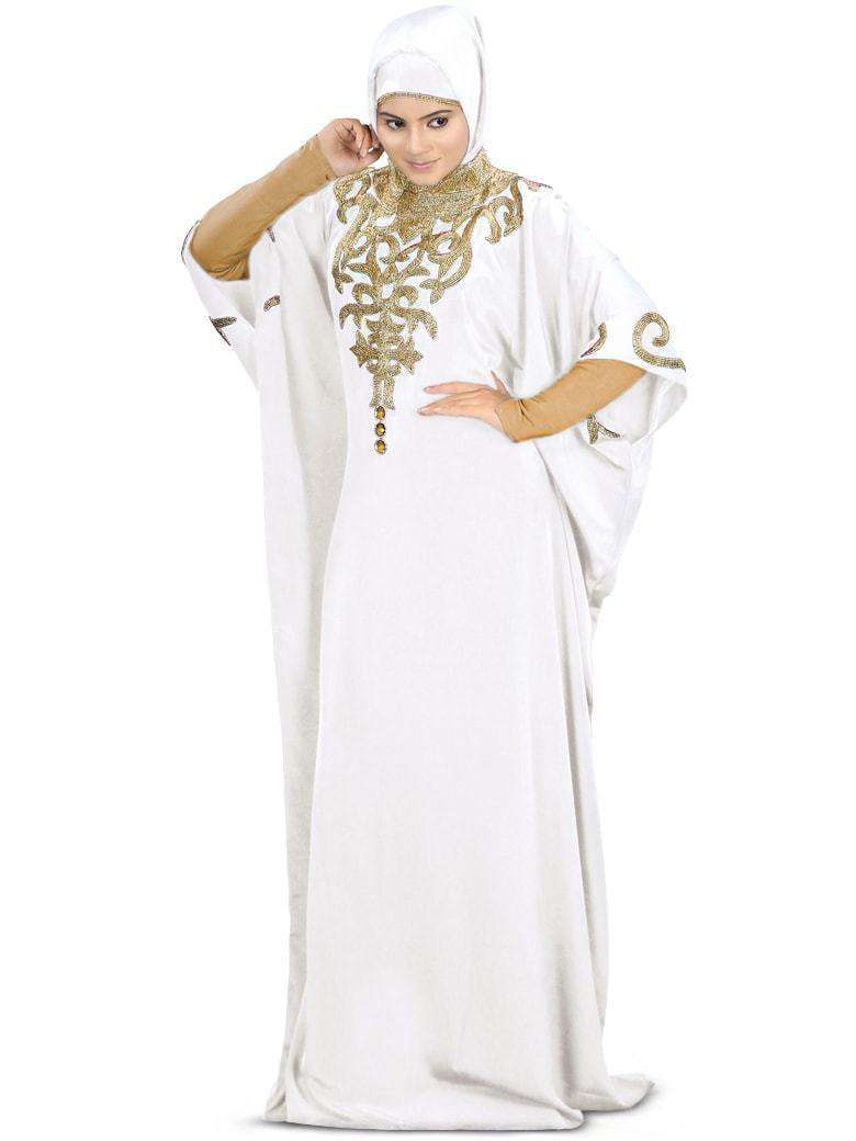 Nayyab Hand Embroidered White Kaftan