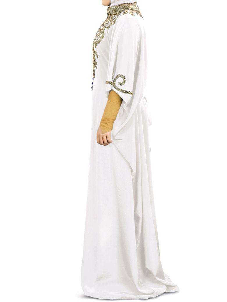 Nayyab Hand Embroidered White Kaftan