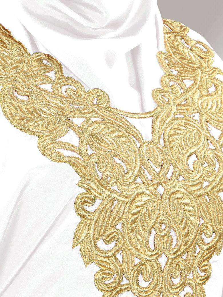 Nelam Gold Embroidered White Kaftan