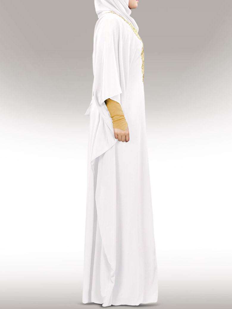 Nelam Gold Embroidered White Kaftan