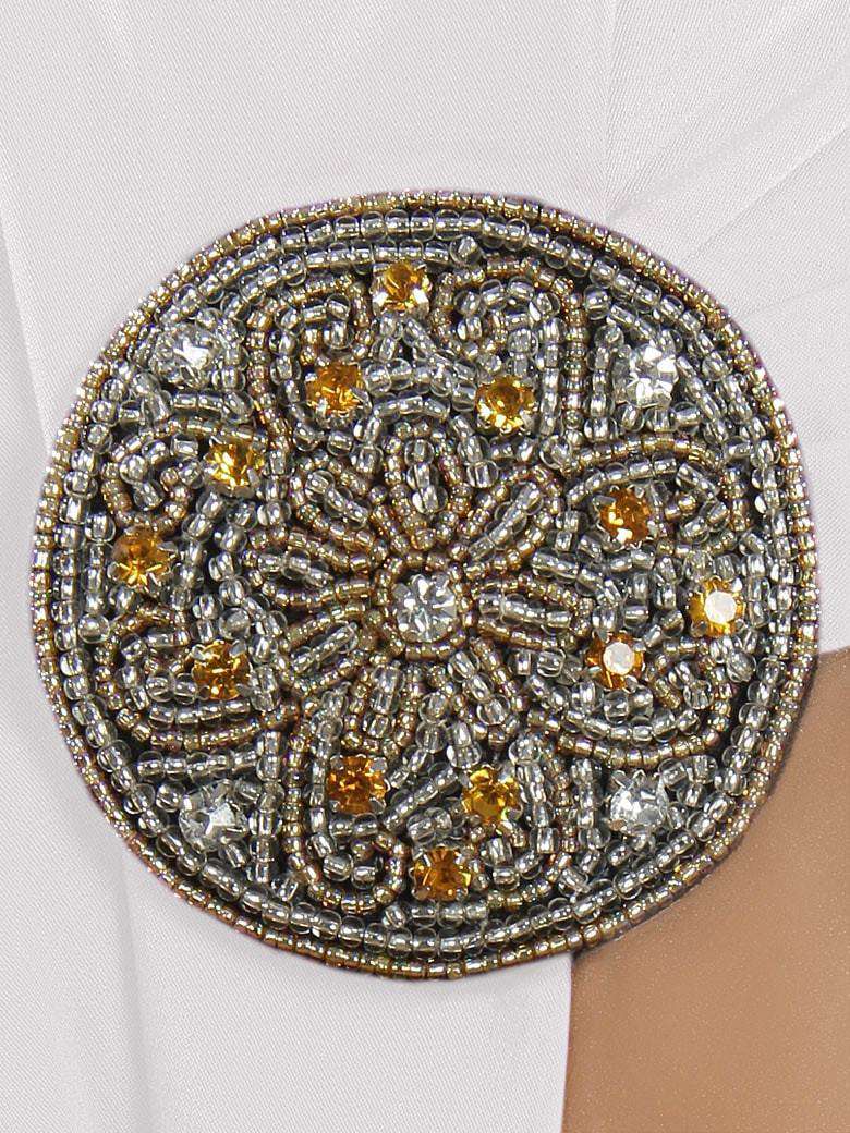 Nelam Gold Embroidered White Kaftan