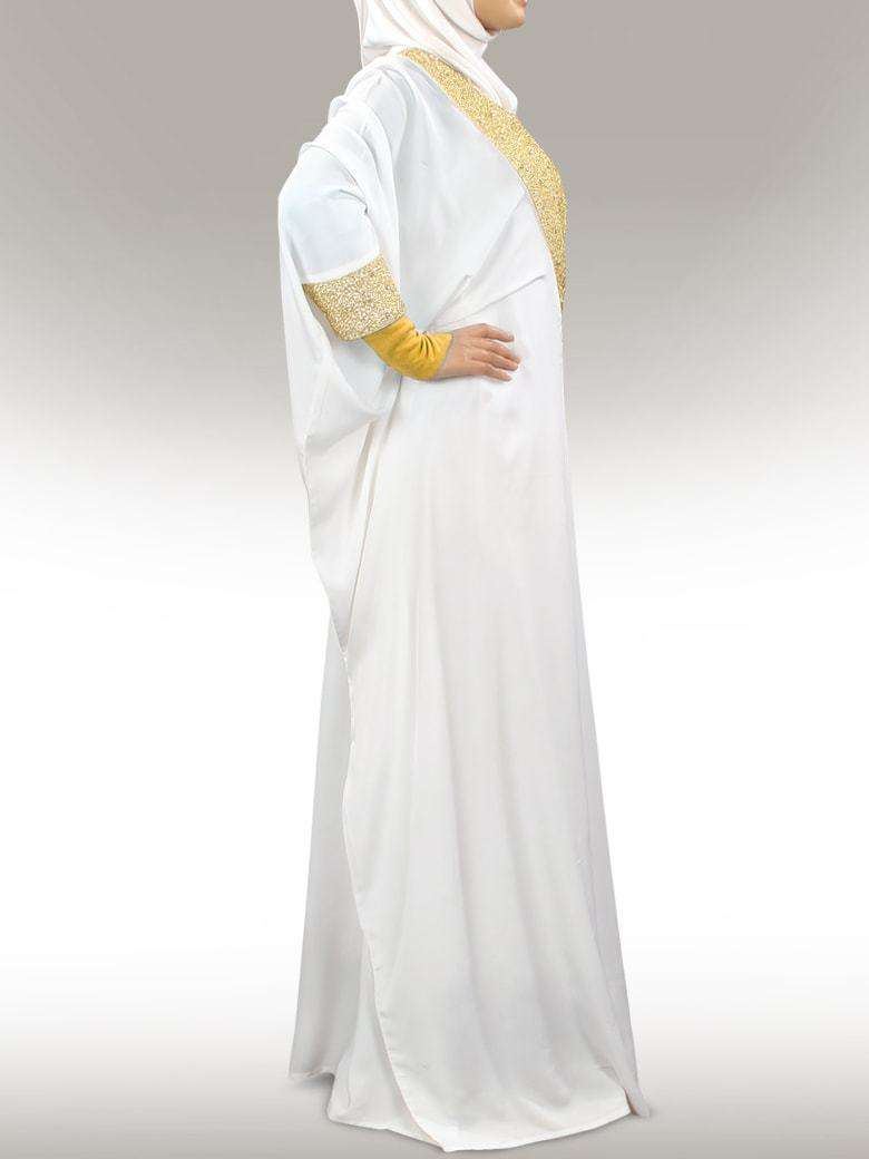 Walidah Hand Embroidered White Kaftan