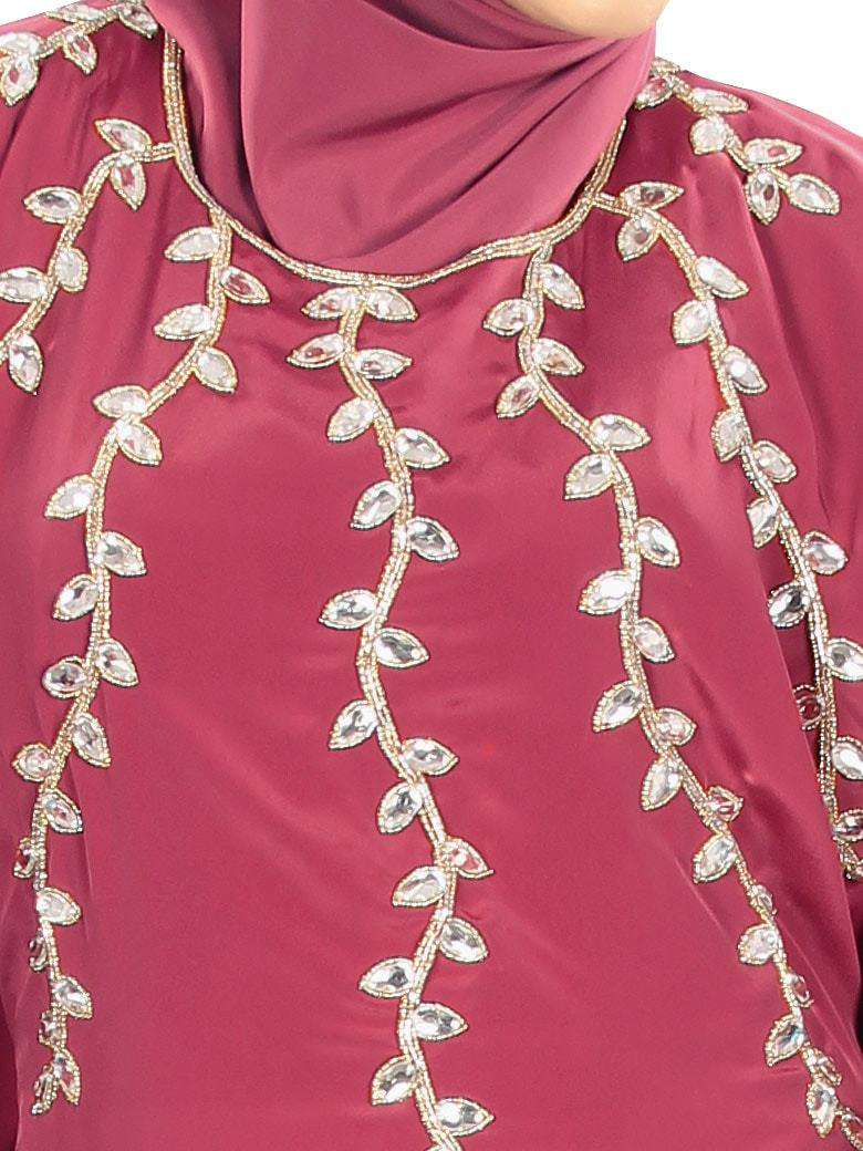 Rubaa Hand Embroidered Rose Pink Kaftan