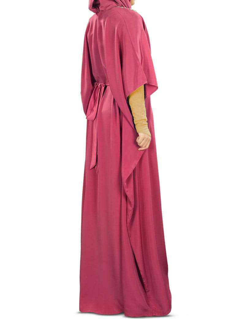 Rubaa Hand Embroidered Rose Pink Kaftan