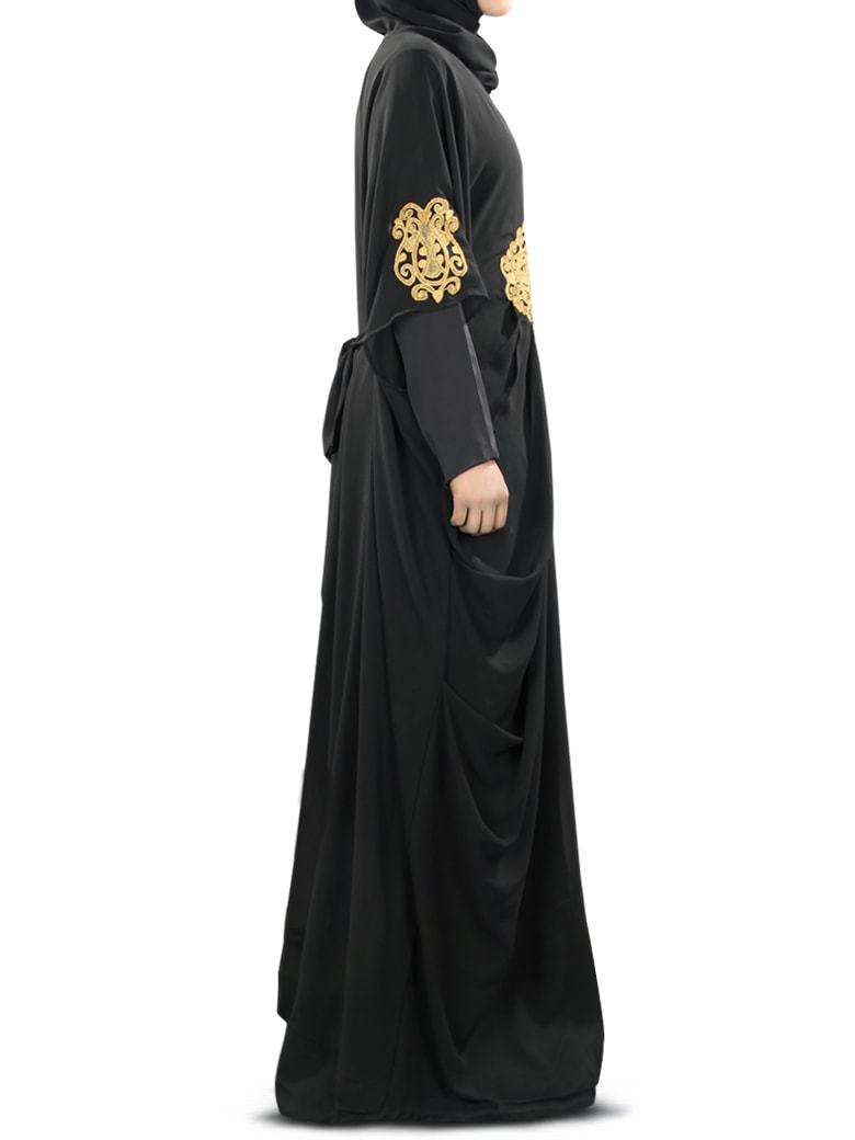 Amara Gold Embroidered Black Kaftan