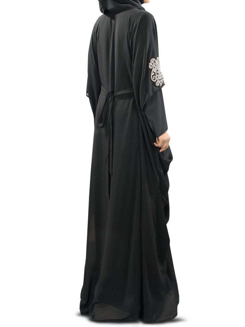 Amara Silver Embroidered Black Kaftan