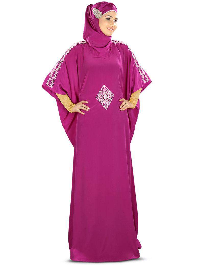 Sumanah Hand Embroidered Magenta Kaftan