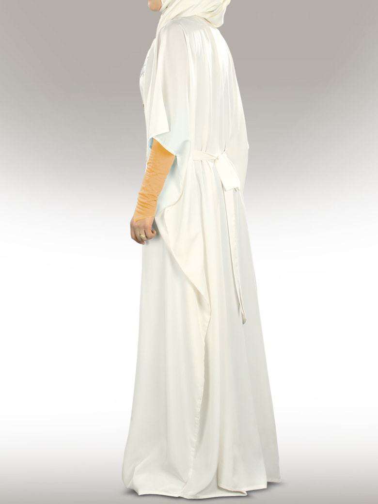 Shahnoor Hand Embroidered Off White Kaftan