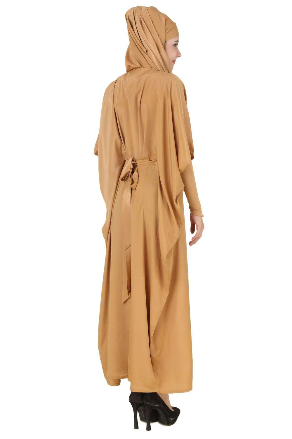 Zareenah Beige Crepe Kaftan