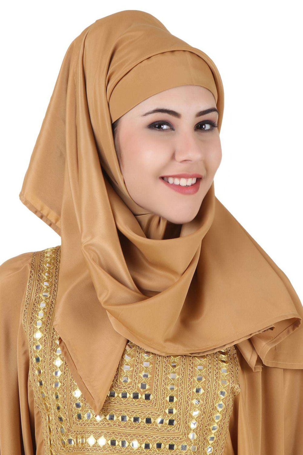 Zareenah Beige Crepe Kaftan