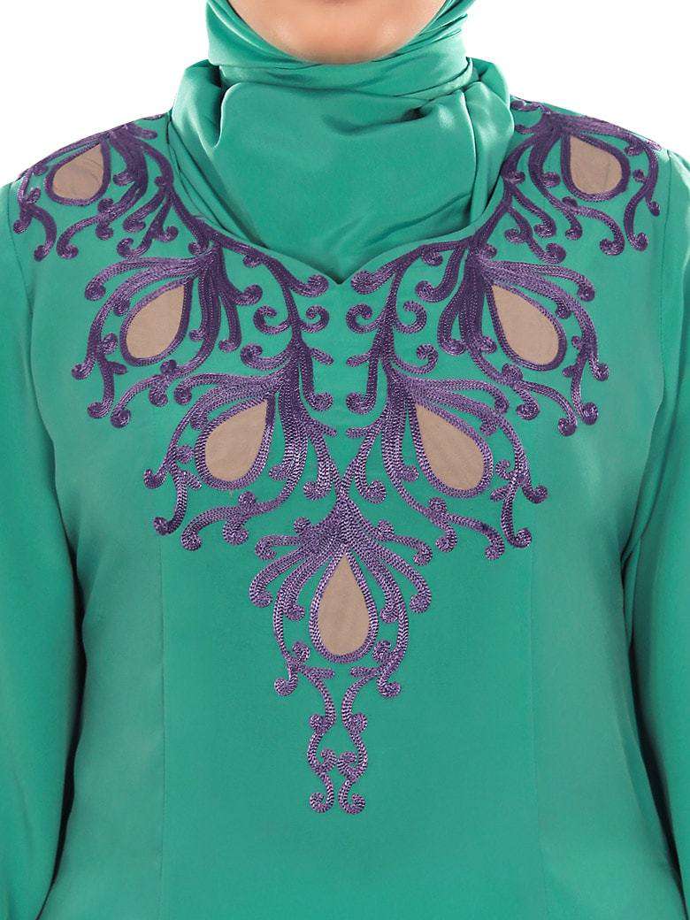 Reham Green Embroidered Tunic