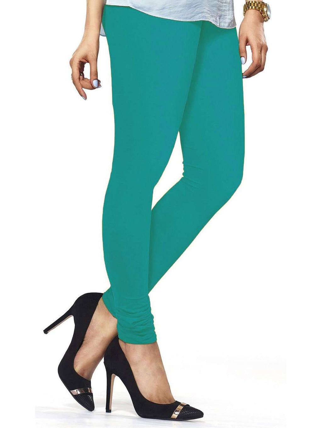 Buy Cotton Lycra Churidar Free Size D Z Green Leggings Online