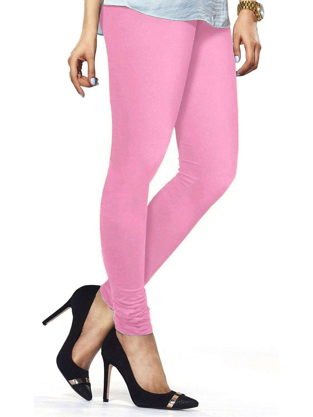 Cotton Lycra Churidar Free Size Light Rose Leggings