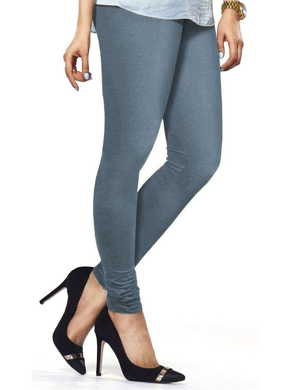 Cotton Lycra Churidar Free Size Steel Grey Leggings