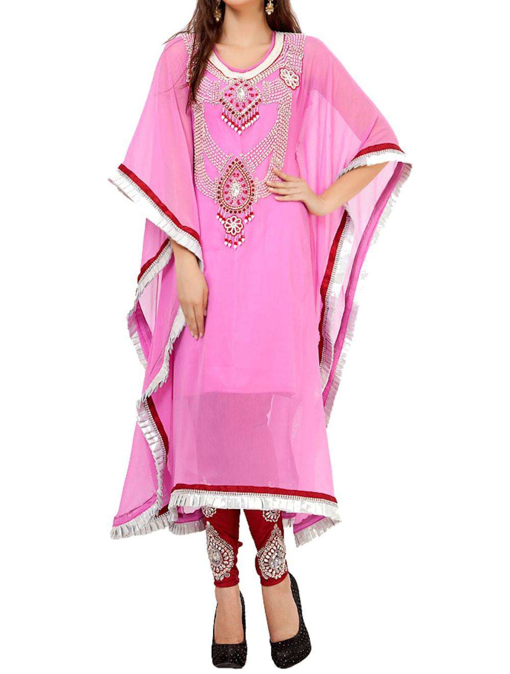 Rich Baby Pink Salwar Kameez Style Kaftan
