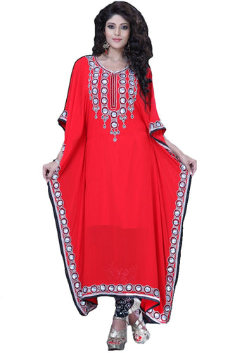 Aesthetic Red Salwar Kameez Style Kaftan