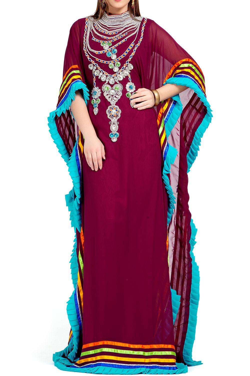 Trendy Beautiful Gulf Trend Maroon Kaftan