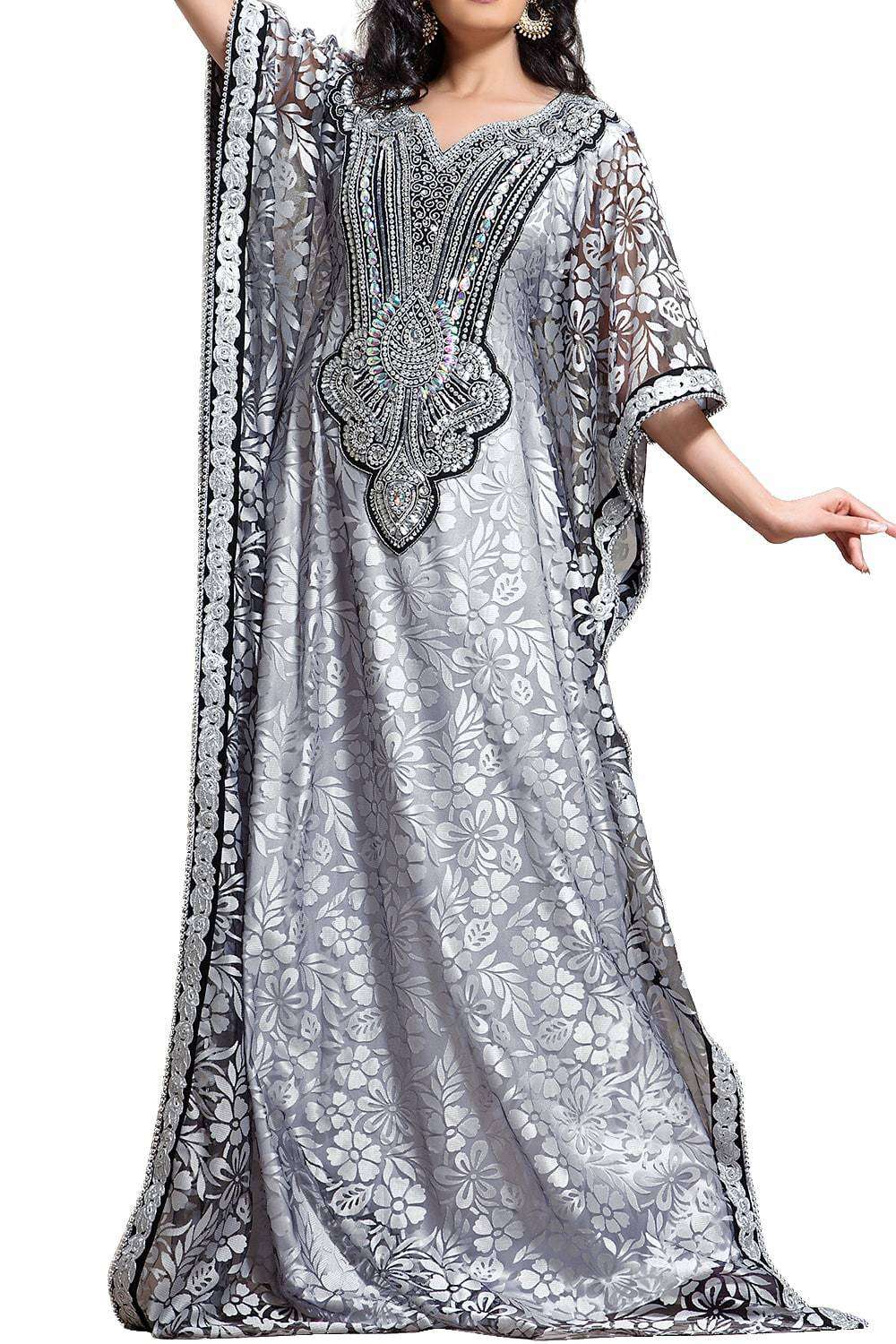 Scintillating Black & White handmade Designer Kaftan