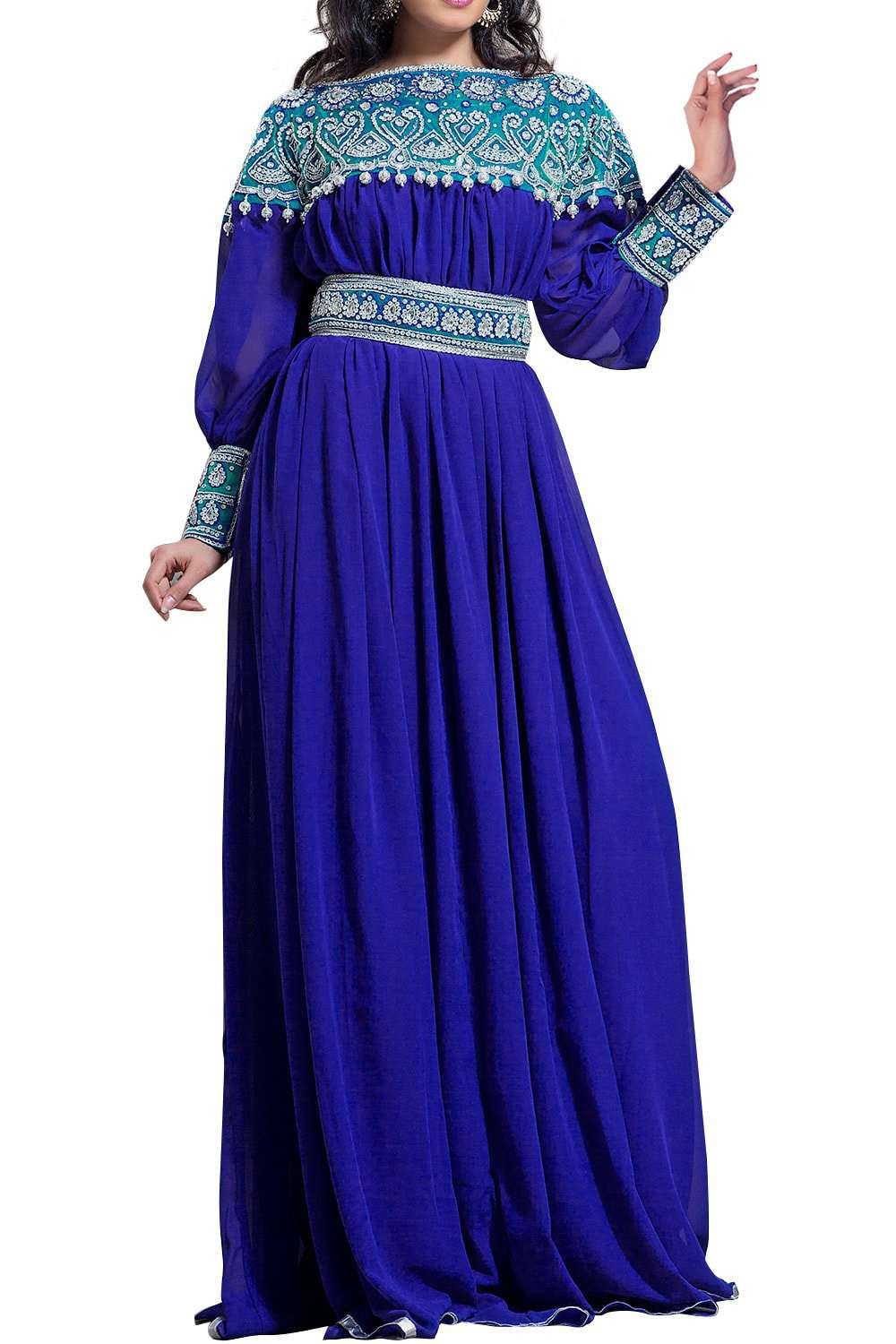 Tantalizing Blue color Maxi Full sleeve Islamic dress