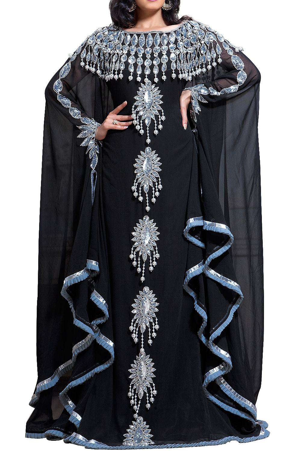 Fancy Black color Georgette Plus Size Islamic wedding kaftan