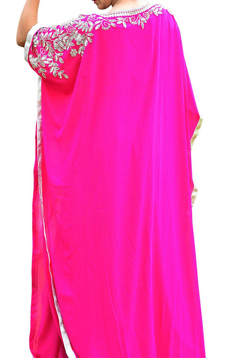 Scintillating Pink Color Georgette Embroidered Kaftan - Free Size