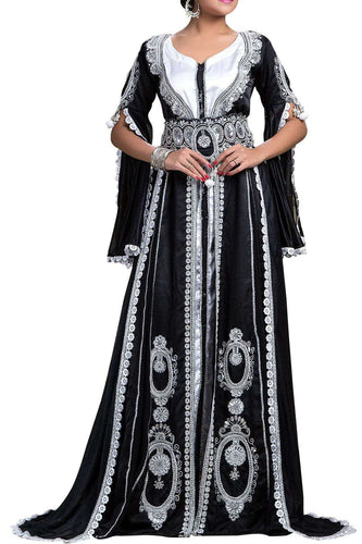 Black Color Georgette Bridal Moroccan Kaftan