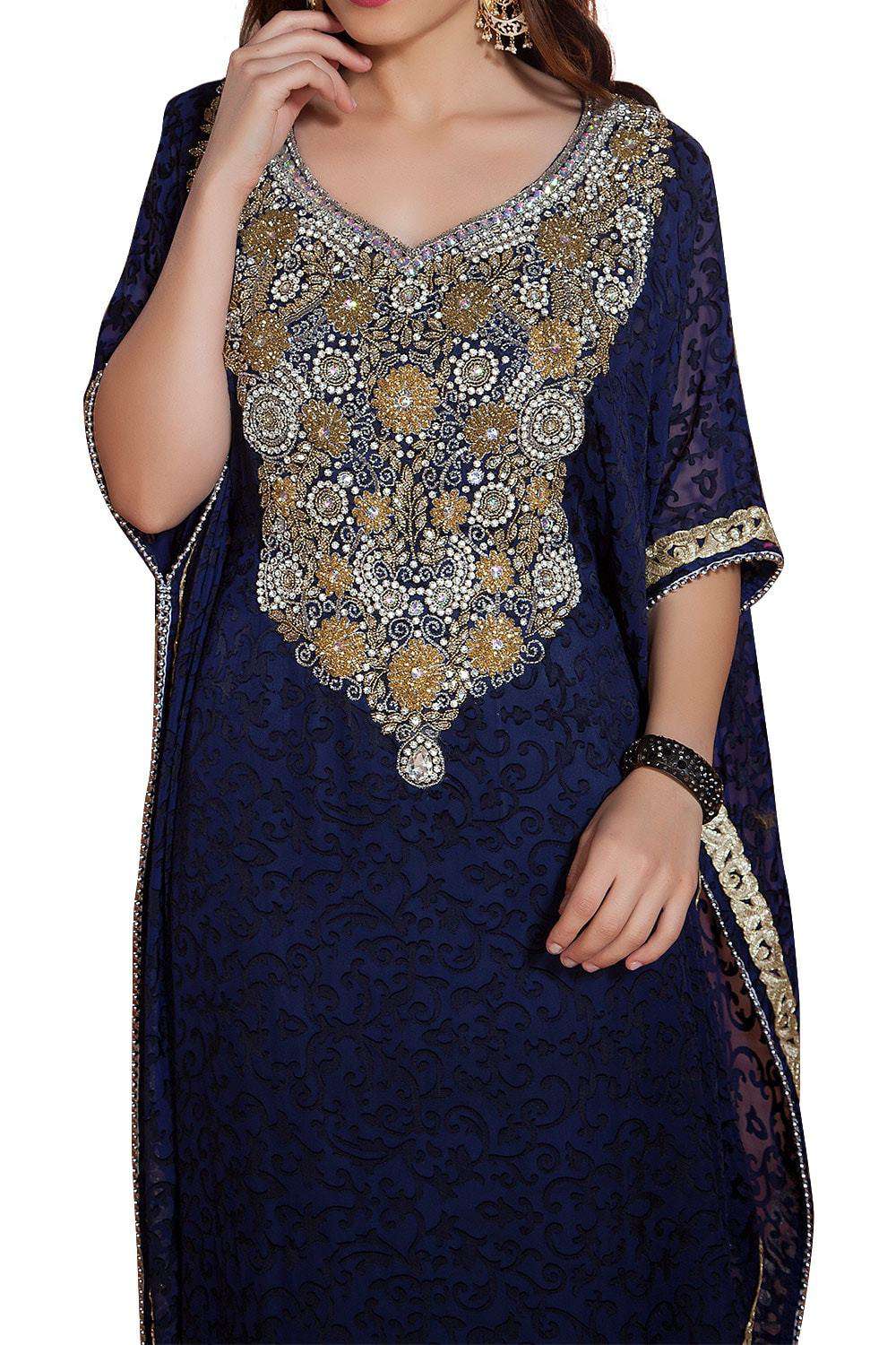 Dark Blue Net Brasso Handmade Arabian Designer Farasha