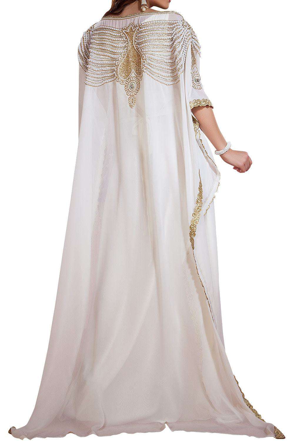 White Color Georgette Hand Beaded Designer Farasha