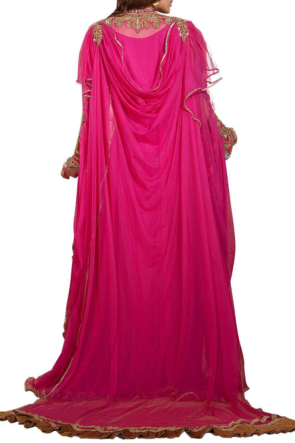 Pink Color Hand Beaded Dubai Ladies Long Sleeve Designer Farasha